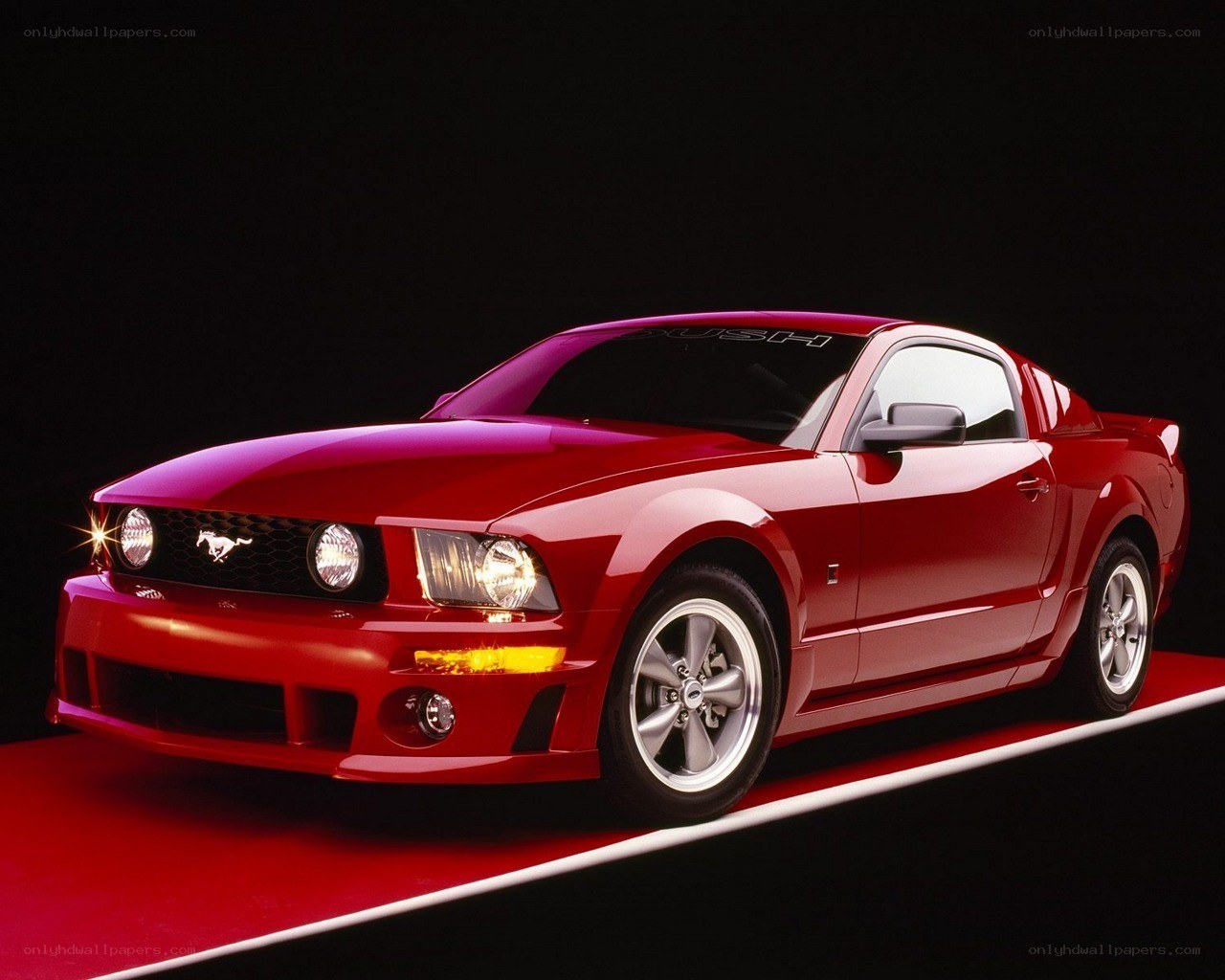 Red Ford Mustang on display