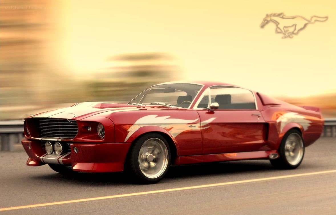 Red Ford Mustang on road