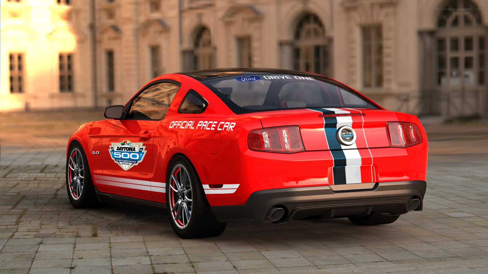 Red Ford Mustang pace car