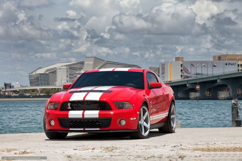 Red Ford Mustang Shelby — Dramatic, Afternoon