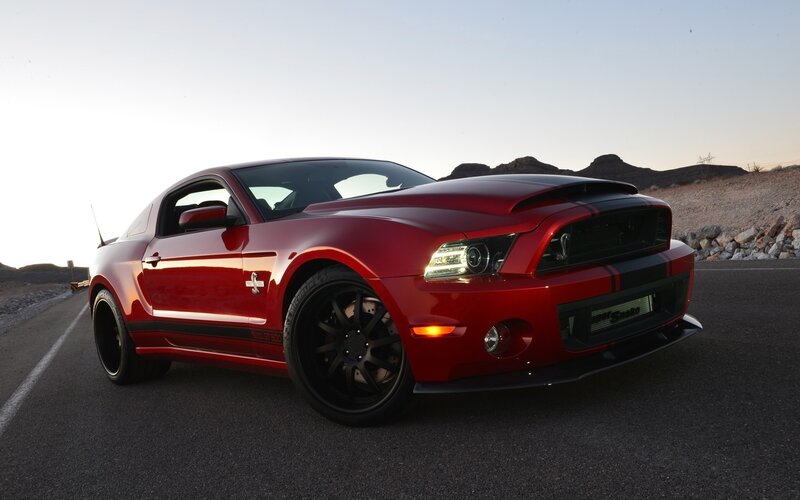 Red Ford Mustang Shelby — Dramatic, Sunset, Photograph