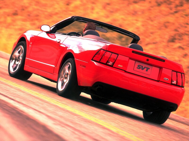 Red Ford Mustang SVT Cobra convertible