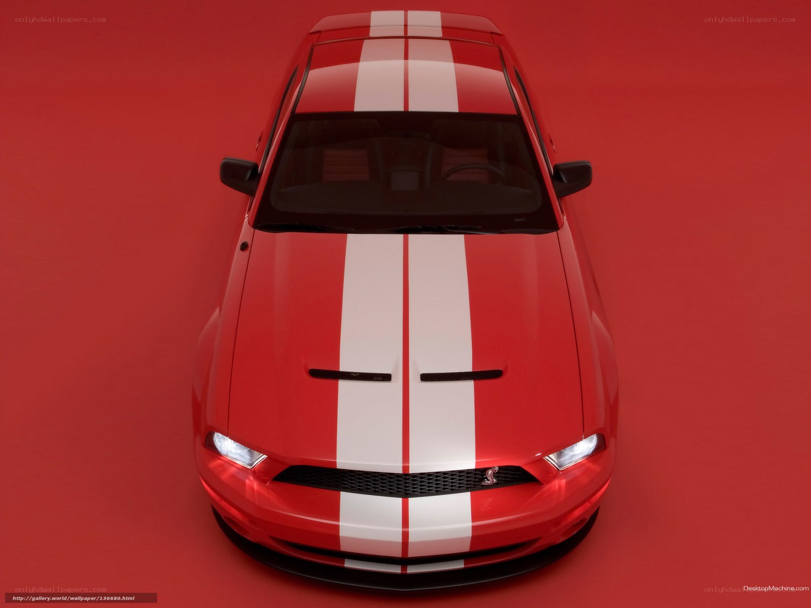 red ford mustang with stripes