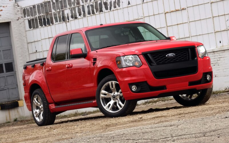 red ford pickup truck