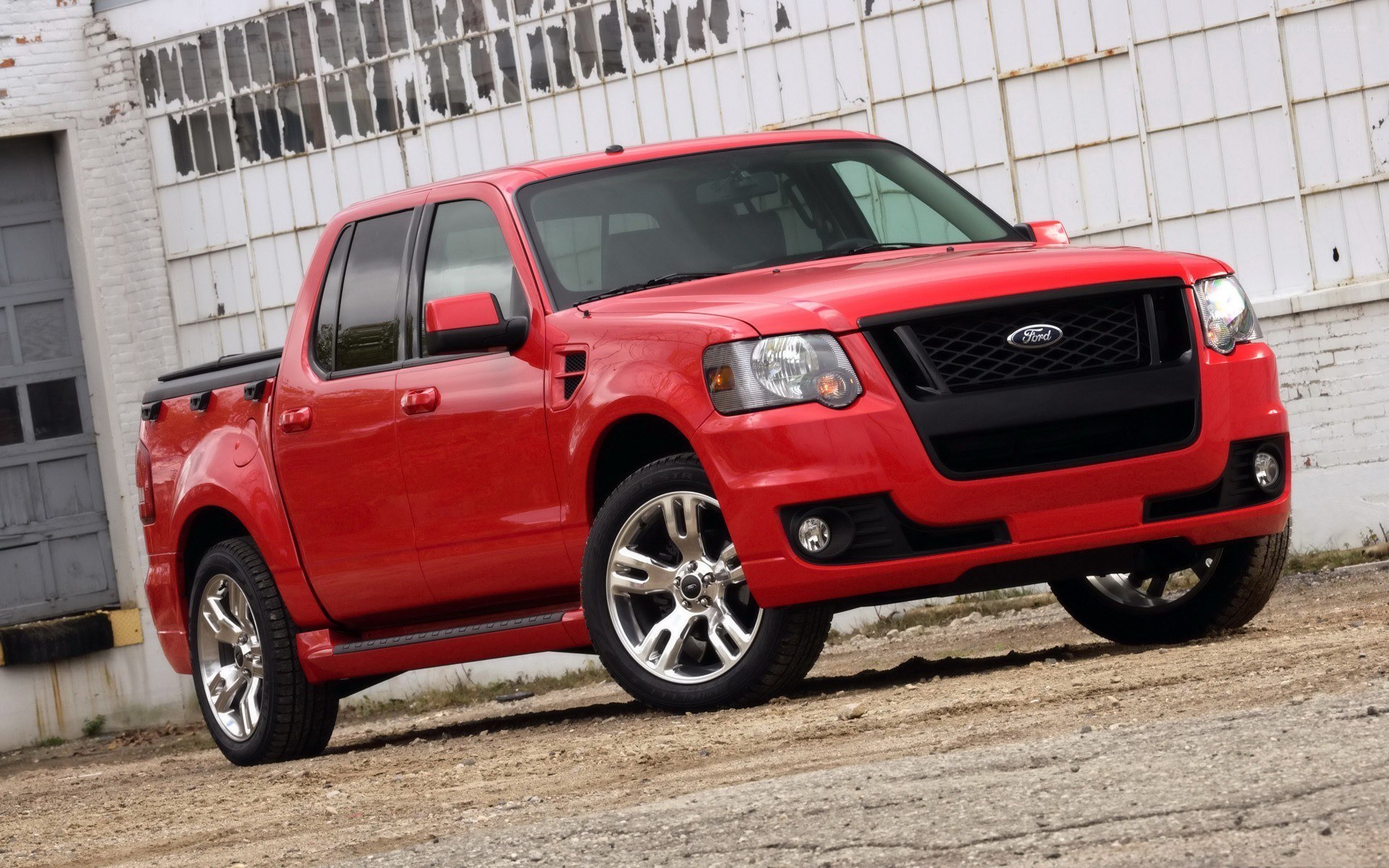 red ford pickup truck