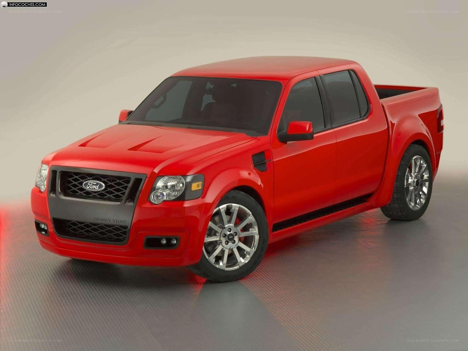 red Ford pickup truck