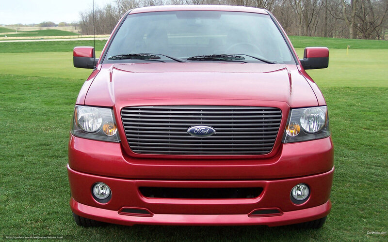 Red Ford pickup truck