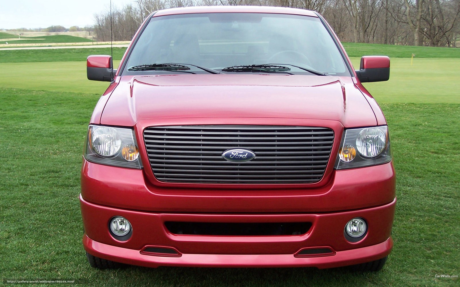 Red Ford pickup truck