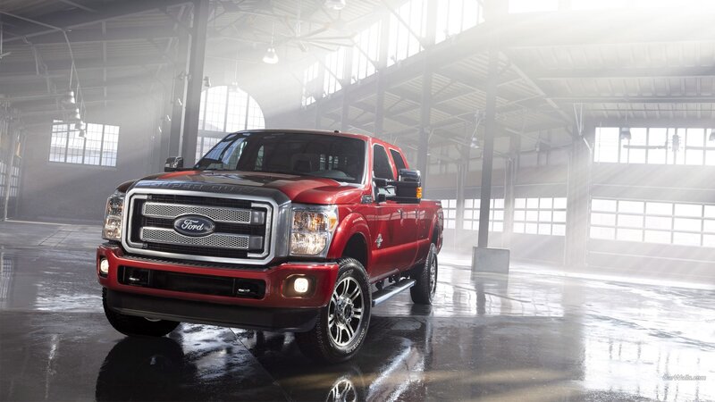 Red Ford Super Duty truck
