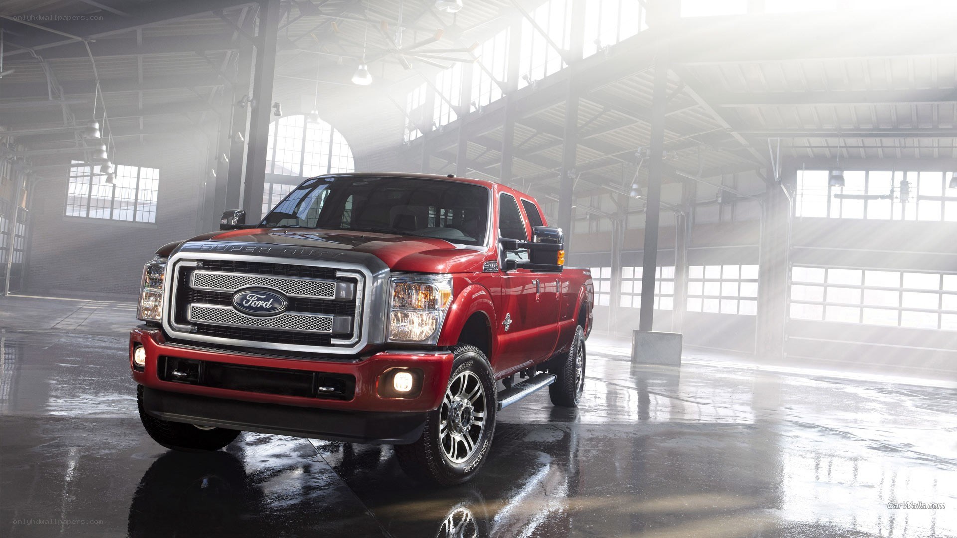 Red Ford Super Duty truck