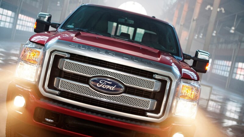 Red Ford Super Duty Truck — Dramatic