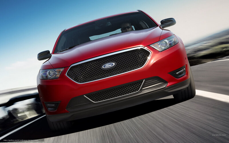 Red Ford Taurus — Dynamic, Afternoon, Photograph, Car, Road