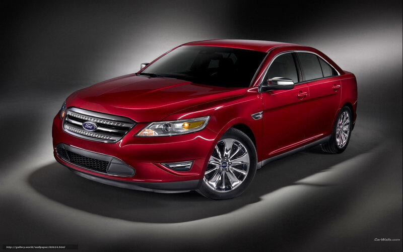 Red Ford Taurus Sedan — Dramatic