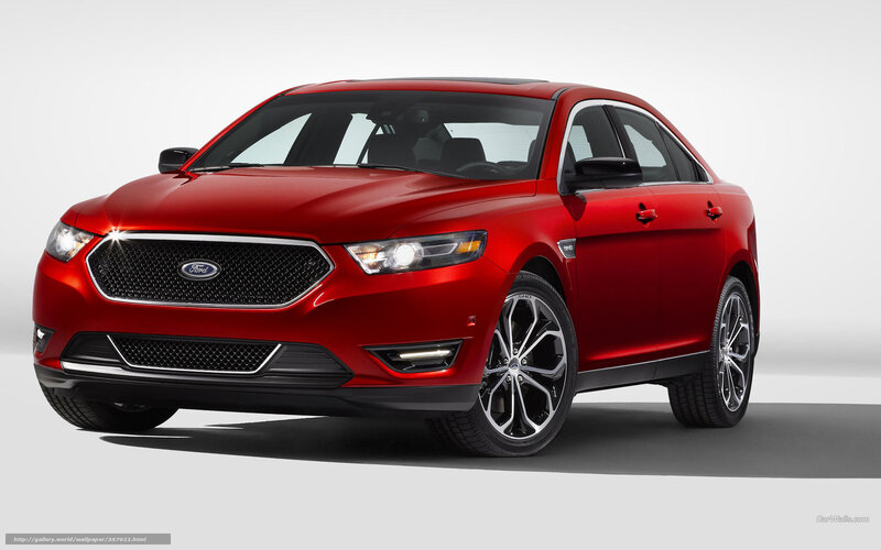 Red Ford Taurus Sedan — Neutral, Photograph, Car, Grille