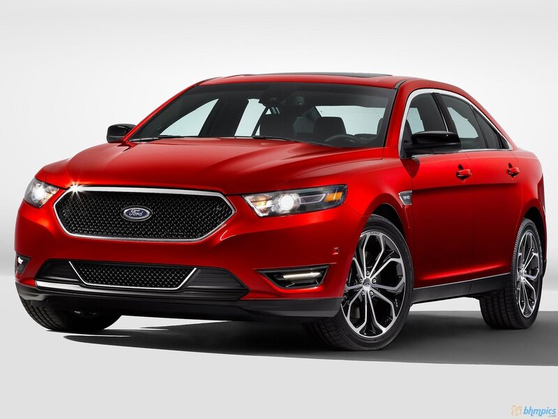 Red Ford Taurus Sedan — Neutral, Photograph, Car, Headlights