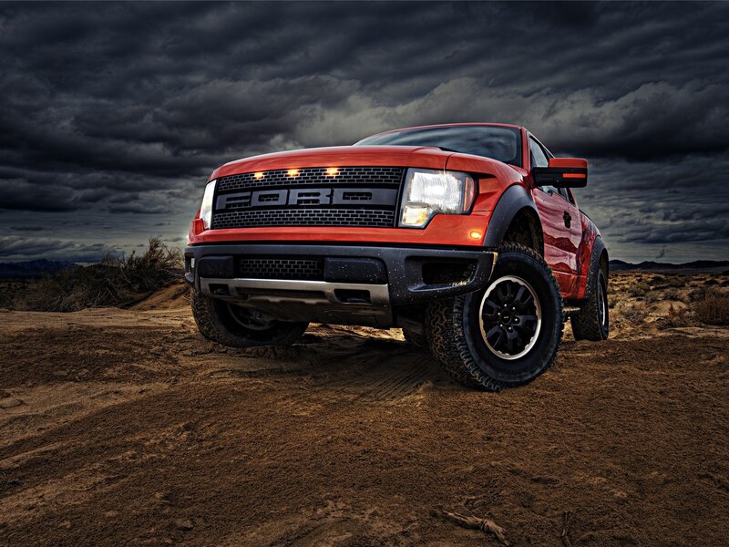 Red Ford Truck — Dramatic