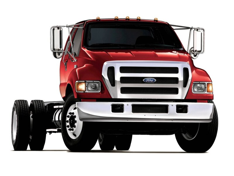 Red Ford truck front view