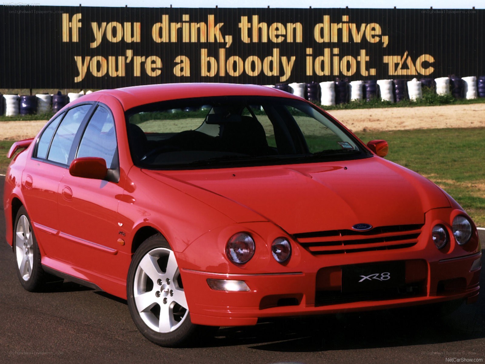 Red Ford XR8 sedan