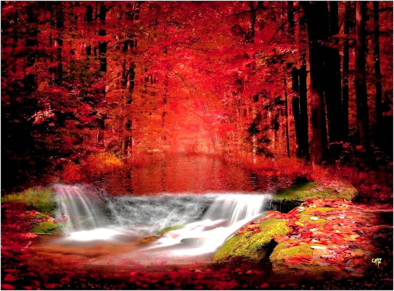 Red Forest Waterfall