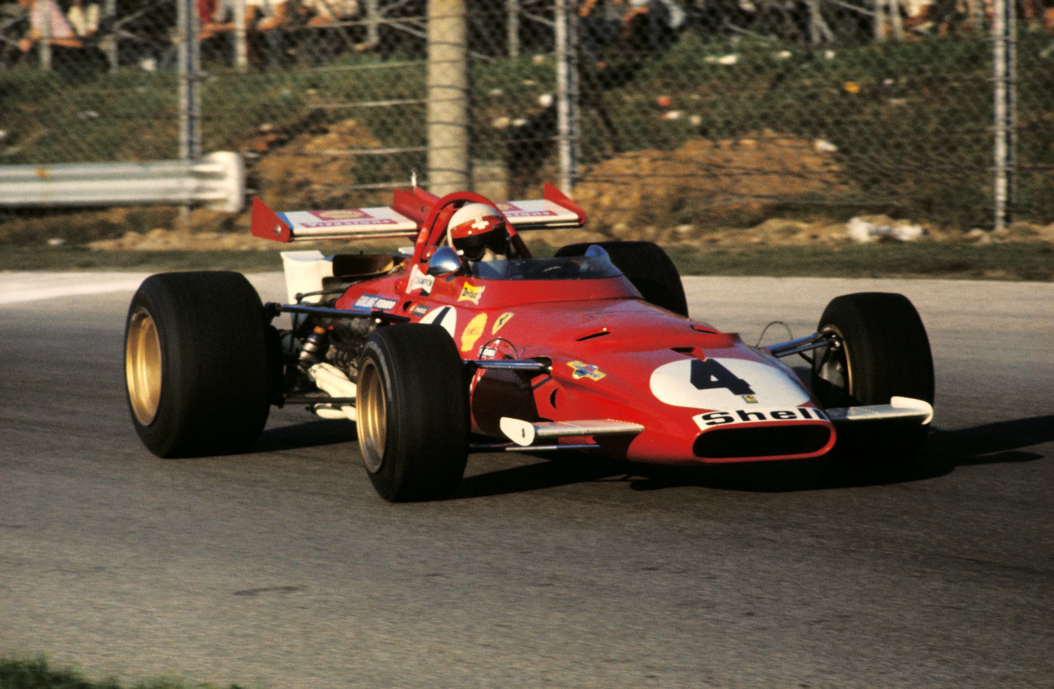 Red Formula 1 car on track