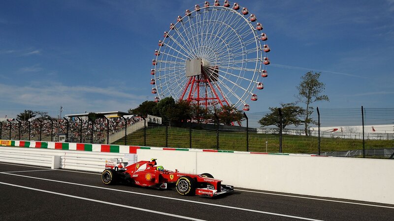 Red Formula One Car — Active, Afternoon, Photograph, Ferris Wheel, Grandstand