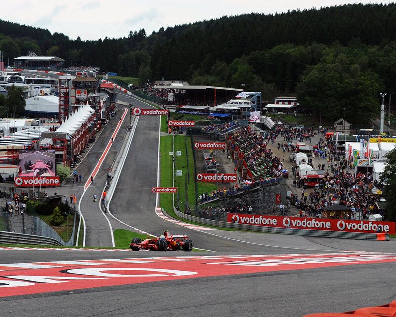 Red Formula One Car — Active, Afternoon, Photograph, Race Track, Crowd