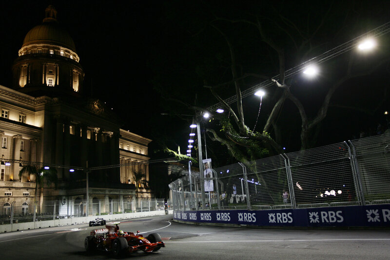 Red Formula One Car — Black, Dramatic
