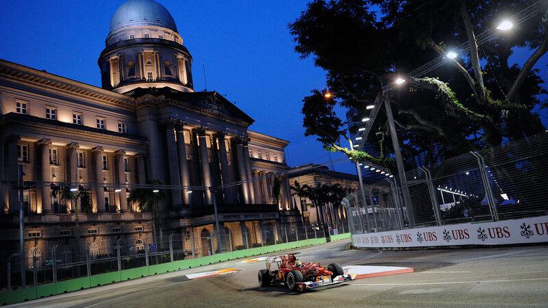 Red Formula One Car — Blue, Dramatic