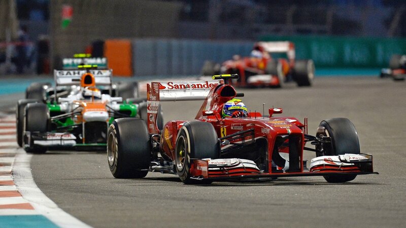 Red Formula One Car — Competitive, Night