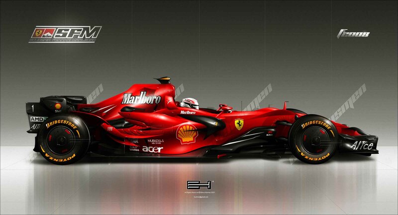Red Formula One Car — Dramatic, Digital Art