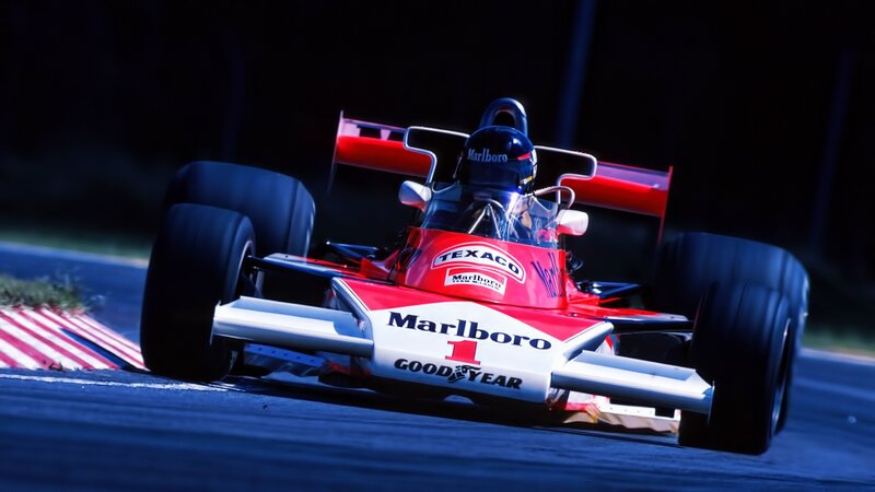 Red Formula One Car — Dramatic, Night, Photograph, Driver
