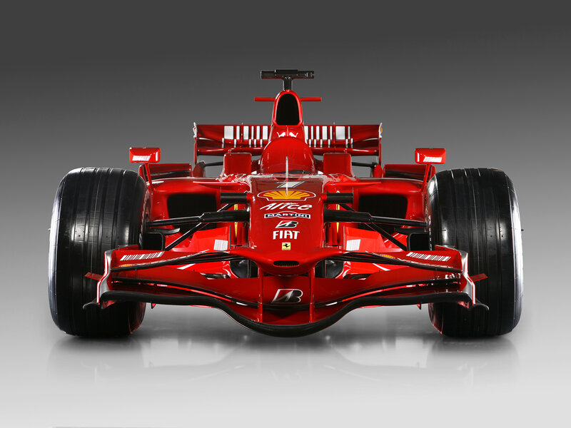 Red Formula One Car — Dramatic, Photograph, Shell Logo, Ferrari Logo