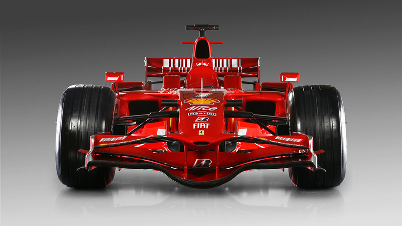 Red Formula One Car — Dramatic, Photograph, Tires