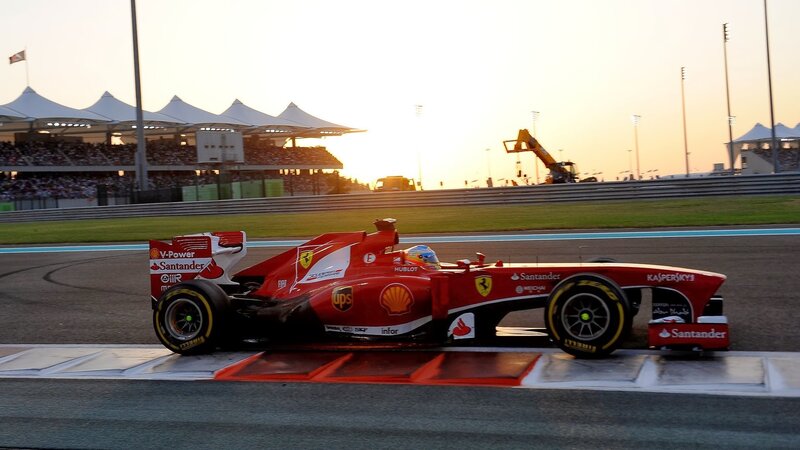 Red Formula One Car — Dramatic, Sunset, Photograph, Race Track