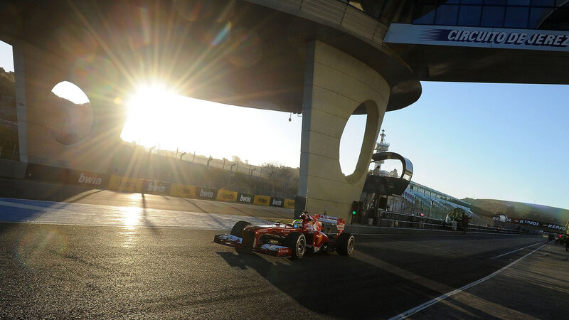 Red Formula One Car — Dramatic, Sunset, Photograph