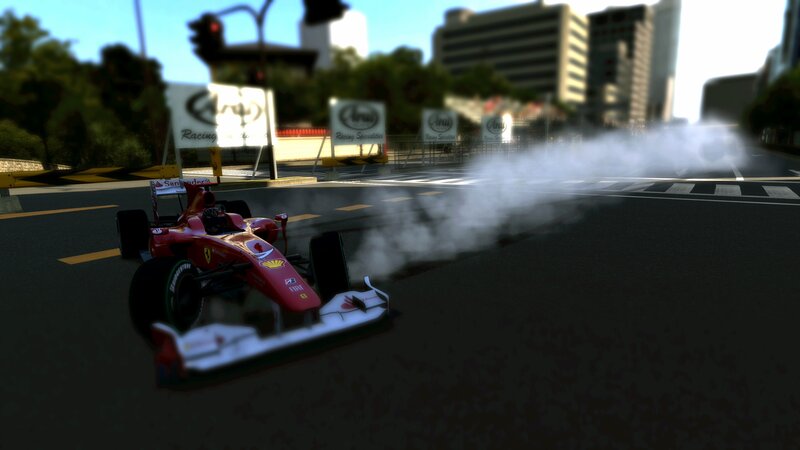 Red Formula One Car — Dynamic, Afternoon, 3d Render, Race Track, Smoke