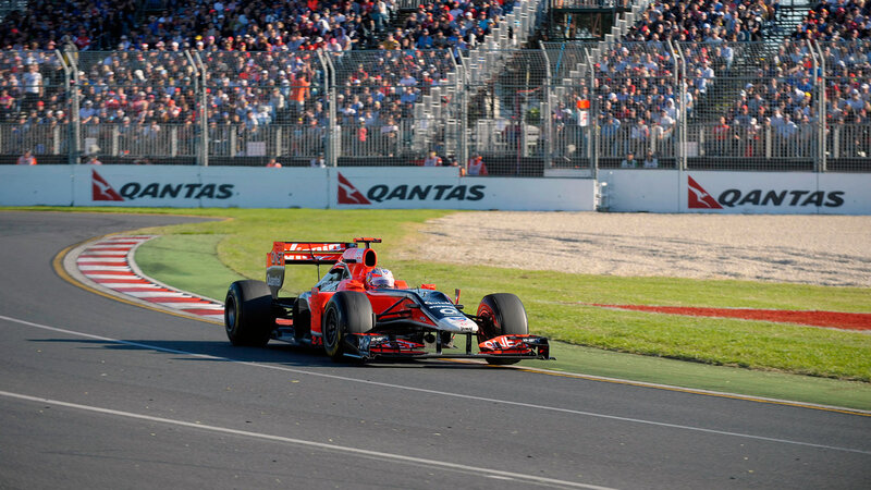 Red Formula One Car — Dynamic, Afternoon, Photograph, Crowd, Racetrack