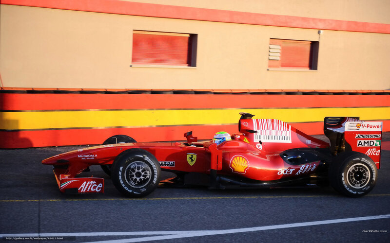 Red Formula One Car — Dynamic, Afternoon, Photograph, Driver, Building