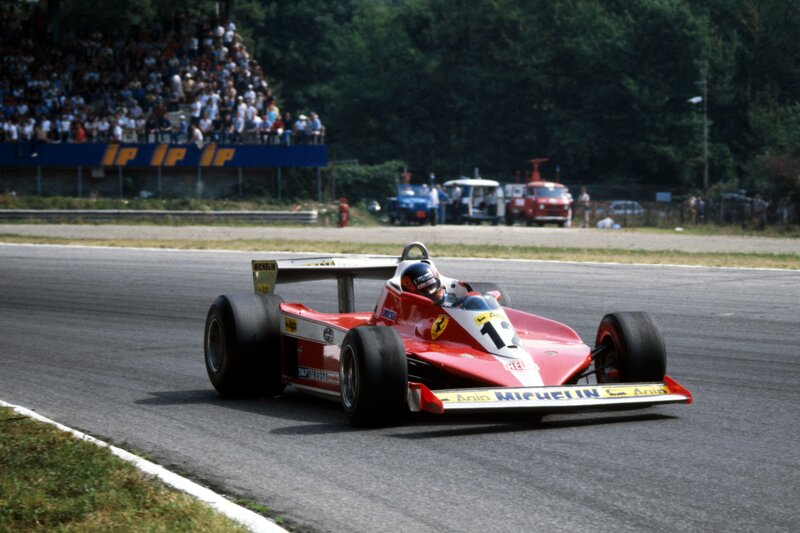 Red Formula One Car — Dynamic, Afternoon, Photograph, Driver, Crowd, Race Track, Trees
