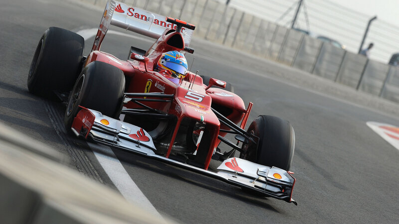 Red Formula One Car — Dynamic, Afternoon, Photograph, Driver, Race Track, Fence