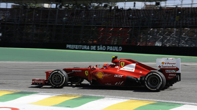 Red Formula One Car — Dynamic, Afternoon, Photograph, Driver, Race Track, Grandstand