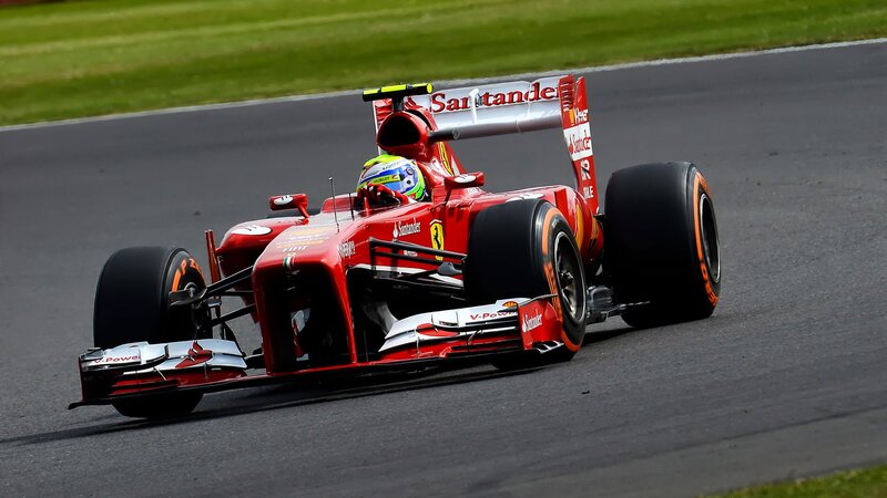 Red Formula One Car — Dynamic, Afternoon, Photograph, Driver, Race Track, Grass