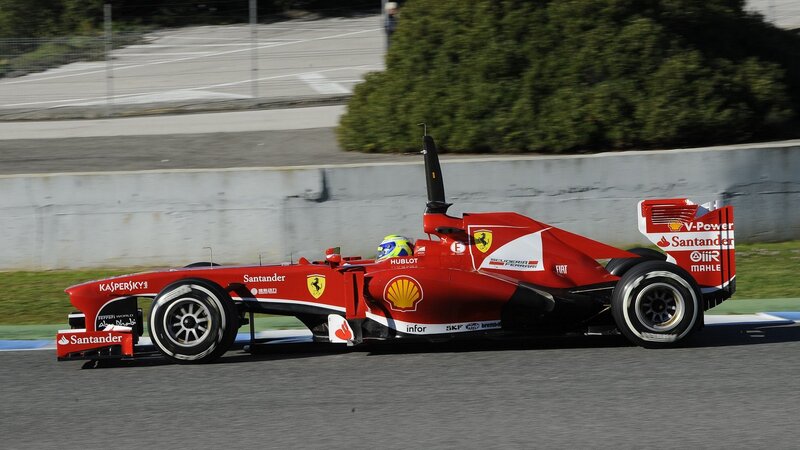 Red Formula One Car — Dynamic, Afternoon, Photograph, Driver, Race Track, Santander