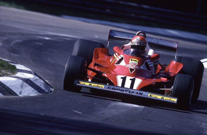 Red Formula One Car — Dynamic, Afternoon, Photograph, Driver, Race Track, Tire, Black, White
