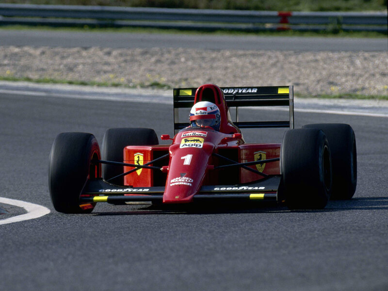 Red Formula One Car — Dynamic, Afternoon, Photograph, Driver, Race Track, Tires, Black, White