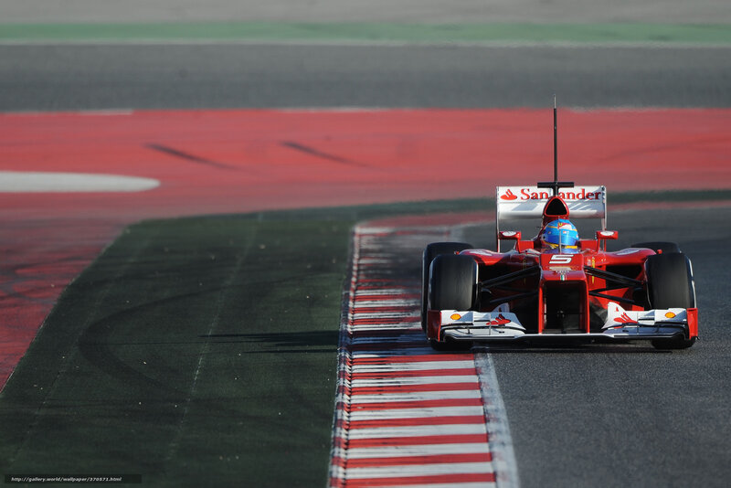 Red Formula One Car — Dynamic, Afternoon, Photograph, Driver, Track, Tire Marks