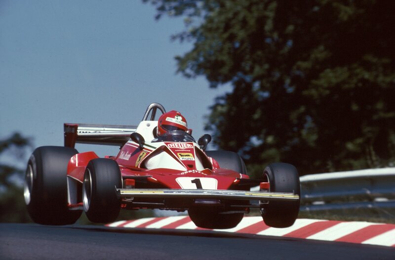 Red Formula One Car — Dynamic, Afternoon, Photograph, Driver, Tree