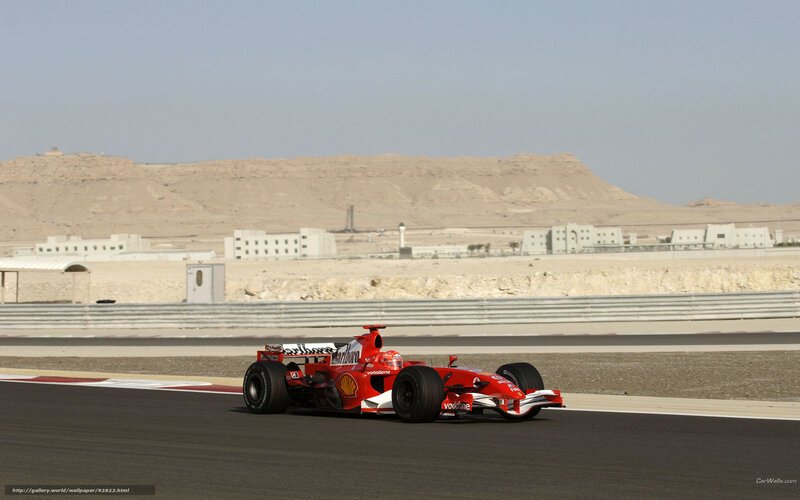 Red Formula One Car — Dynamic, Afternoon, Photograph, Race Track, Desert Hills
