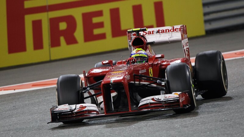 Red Formula One Car — Dynamic, Night, Photograph, Driver, Tire
