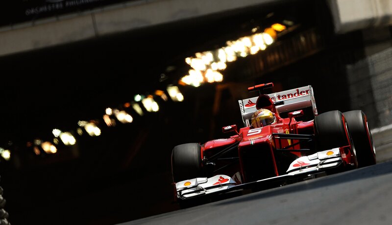 Red Formula One Car — Dynamic, Night, Photograph, Driver, Tunnel